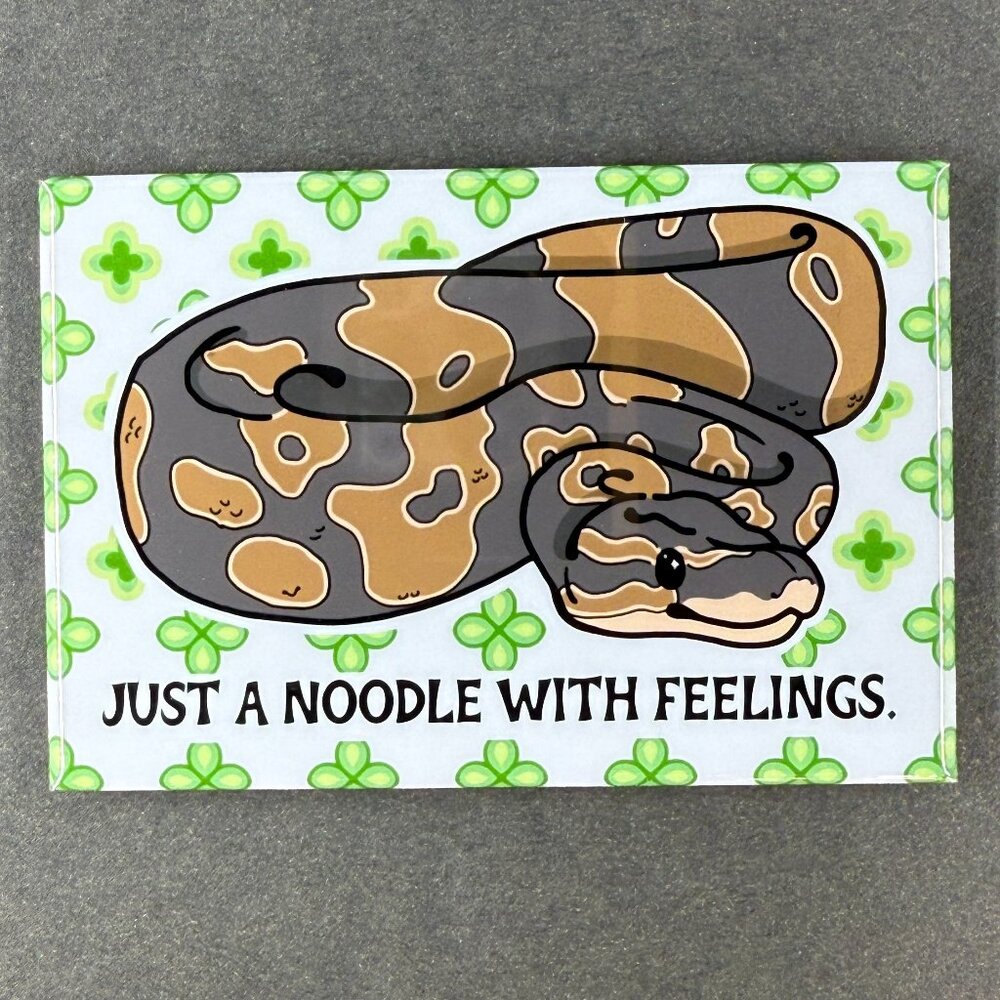 Ball Python Snake Noodle with Feelings Magnet Art Decor Gift Handmade 2x3